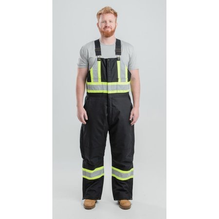 BERNE Mens Safety Striped Nylon Insulated Bib Overalls, Black - Small HVNB02BKS360